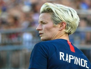 Rapinoe is not only kicking a soccer ball at a high level, but she also nicely kicks butt