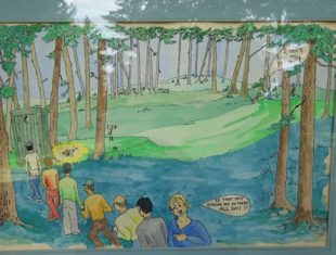 Village Greens Golf Course gets a colorful (and historical) painting to display